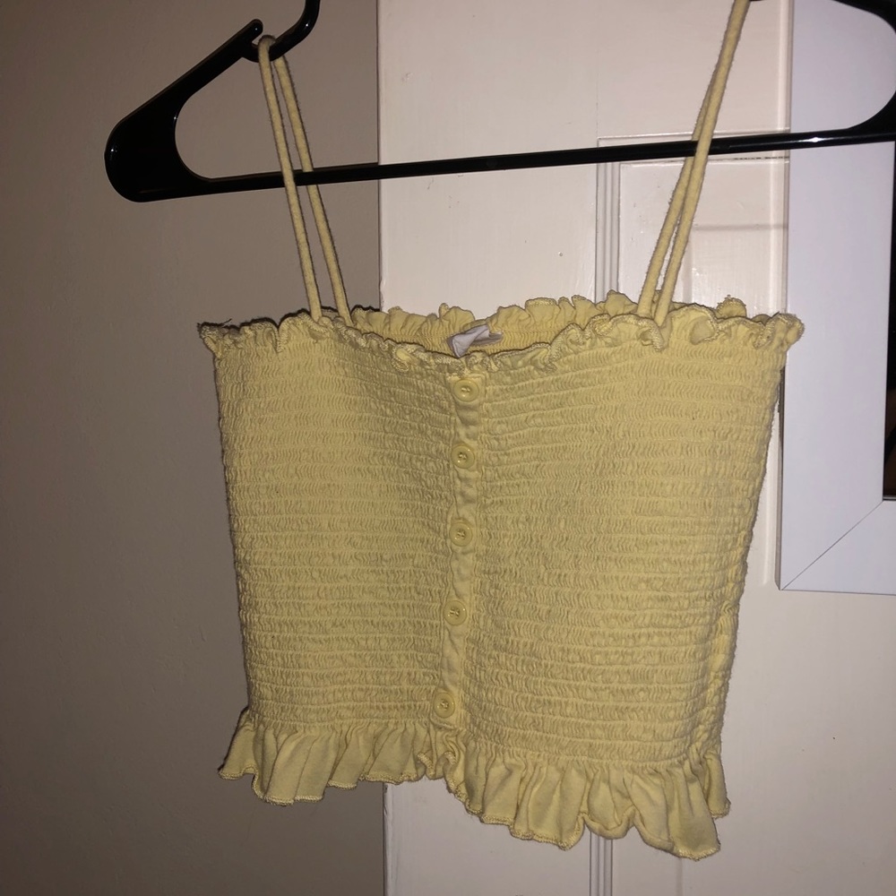 Yellow ruffled crop top